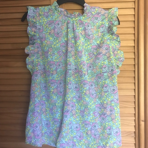 THML baby doll floral green mock neck top - Picture 2 of 6